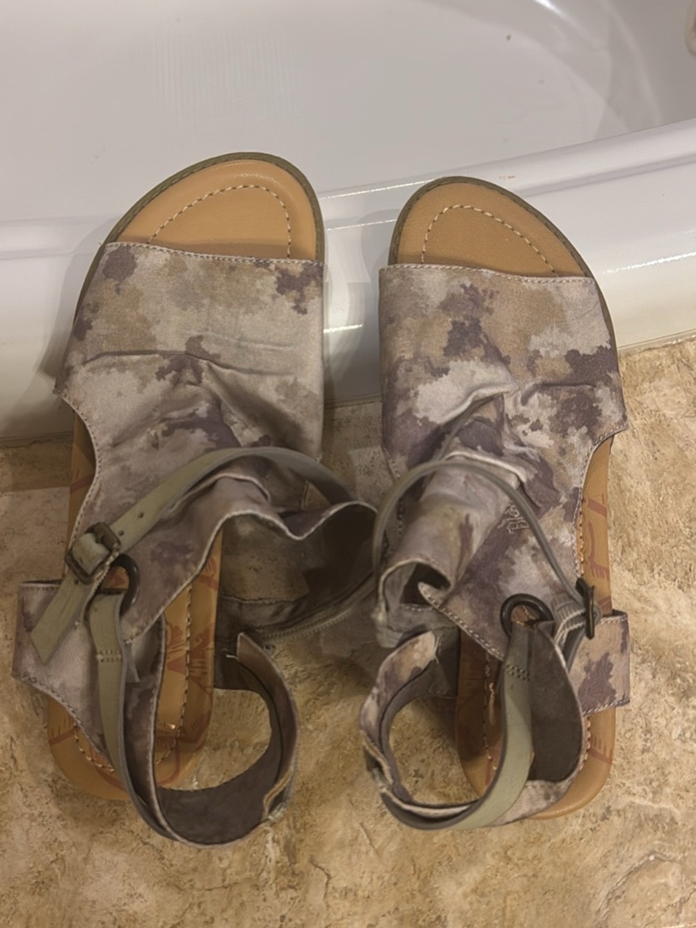 Blowfish Malibu Neutral Tie-Dye Ankle-Strap Sandals